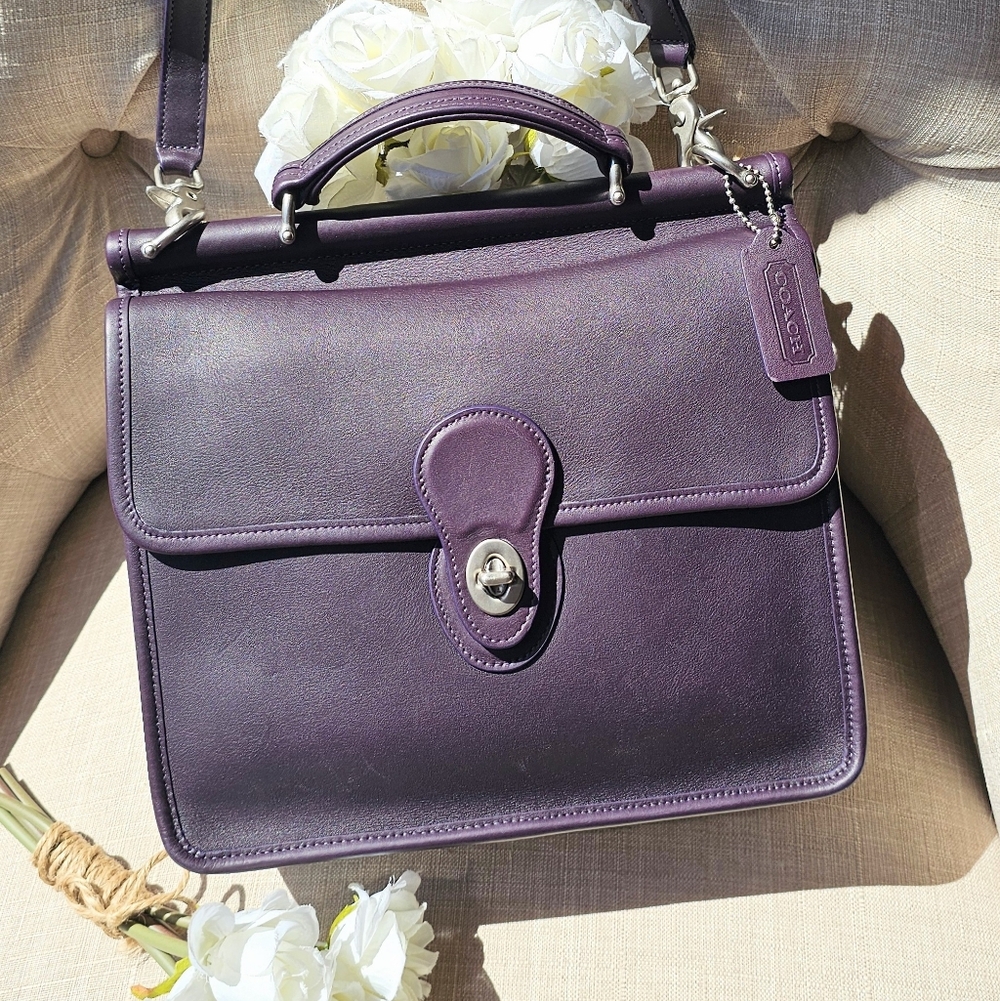Vintage Coach Willis Crossbody Shoulder Bag # 9927 ( Aubergine / Purple )